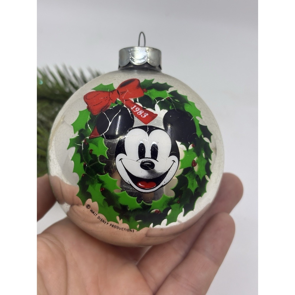 Hallmark Keepsake Glass Ball Ornament 1983 Mickey Mouse- Box